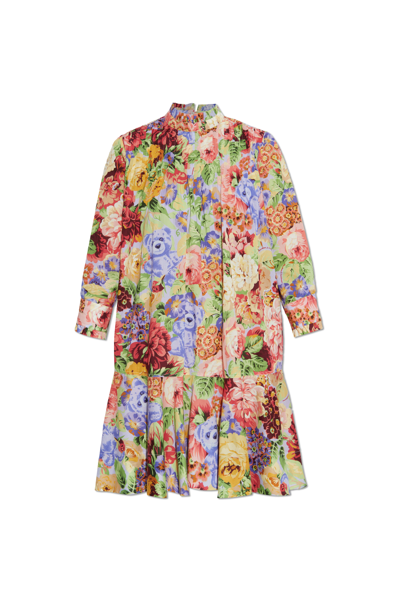 オールインワン・サロペット Moschino Floral-Print Black Cotton Dress With Relaxed Moschino Floral-print Black Cotton Dress With Relaxed